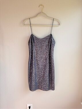 Kay Unger Grey Purple Sequin Mini Dress‎